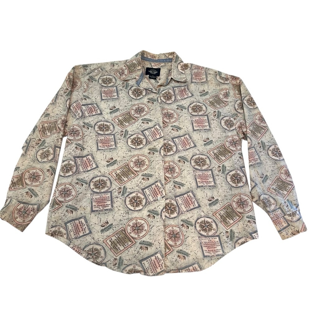 Dockers‎ by Levi's Shirt Small Nautical Compass Map Print Vintage Hong Kong